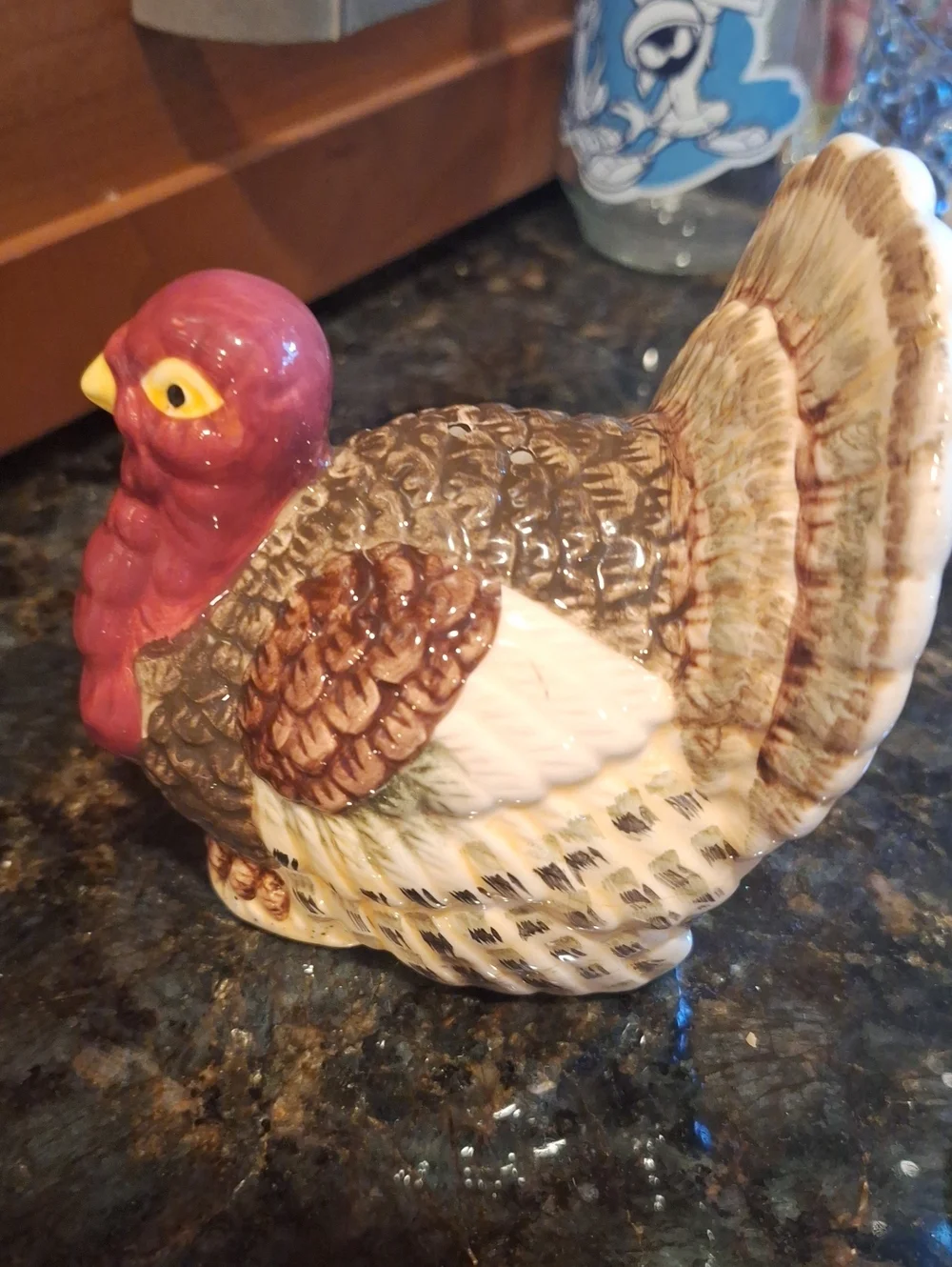 Decorative Ceramic Turkey Salt And Pepper Shakers Brown and Maroon